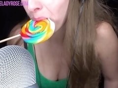 Rose licking lollipop asmr sounds sucking