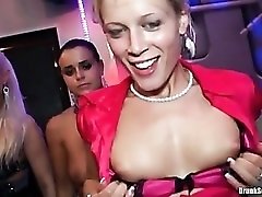 Hot girls receive cock and cumshots at party