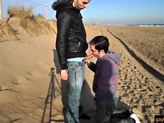 Sucking my friends cock at the beach