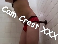 Panty slut in the shower