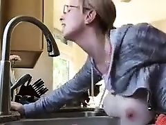 Nerdy teen with amazing big boobs gets drilled from behind