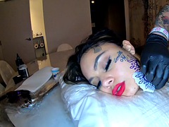 Genevieve Sinn gets her face tattooed and fucks while doing it