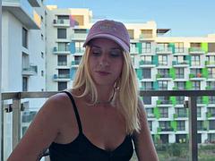 Beautiful Blonde Gym Fitness Model Flaunts Try-On Haul for Sheer Dress Short Skirts and