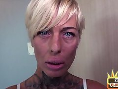 Real tattooed MILF POV fucked by sex date after public BJ